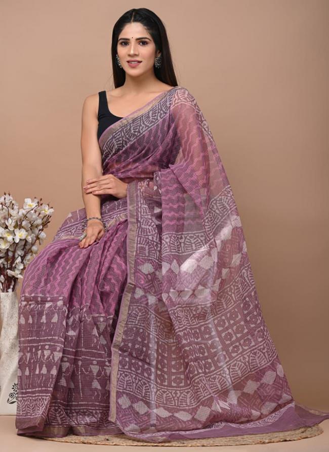 Cotton Dusty Pink  Digital Printed Saree